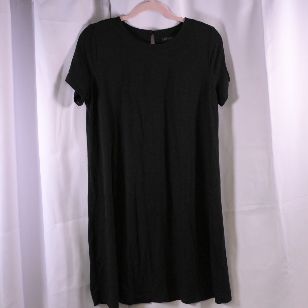 J Jill Wearever Black Flare Mini Dress Keyhole Back Women's Petite M‎